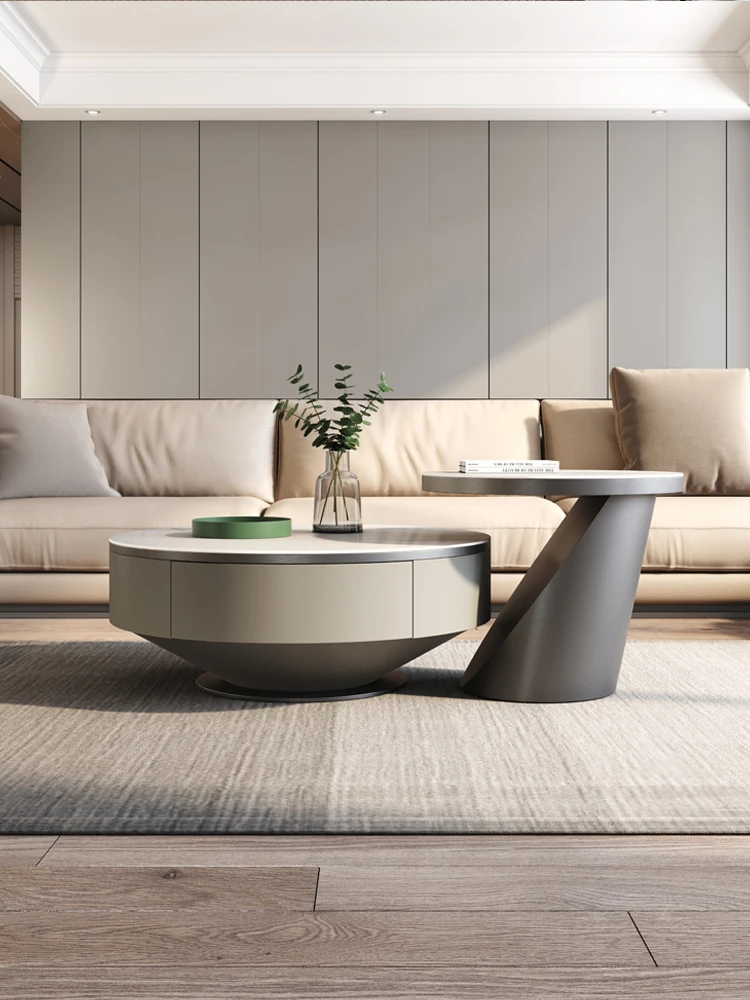 

Light Luxury Slate Coffee Table Round Size Combination Modern Minimalist TV Cabinet With Drawers creative Nordic living room hom