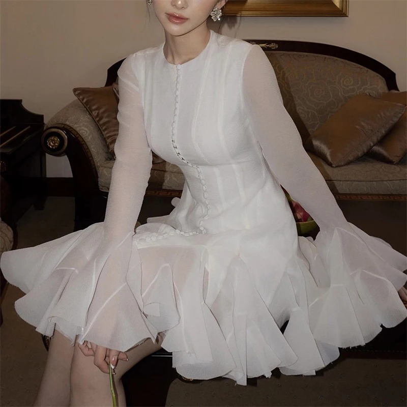 Тайюэ-дизайн с длинными рукавами облегающее талию уменьшающее возраст милое