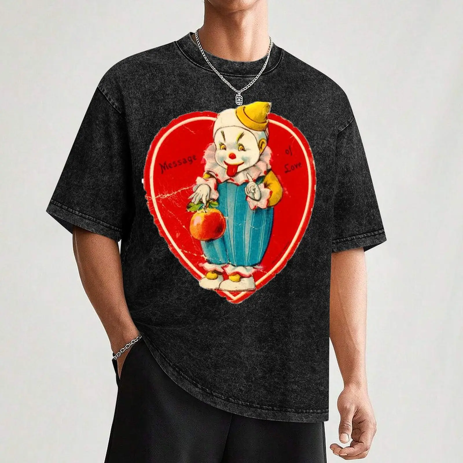 Винтажная футболка с изображением злого клоуна на День святого Валентина