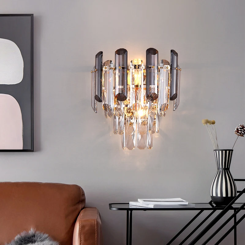 

Nordic Modern Simple Living Room Crystal Wall Lamp New Fashion Background Wall Corridor Bedroom Bedside Lamp