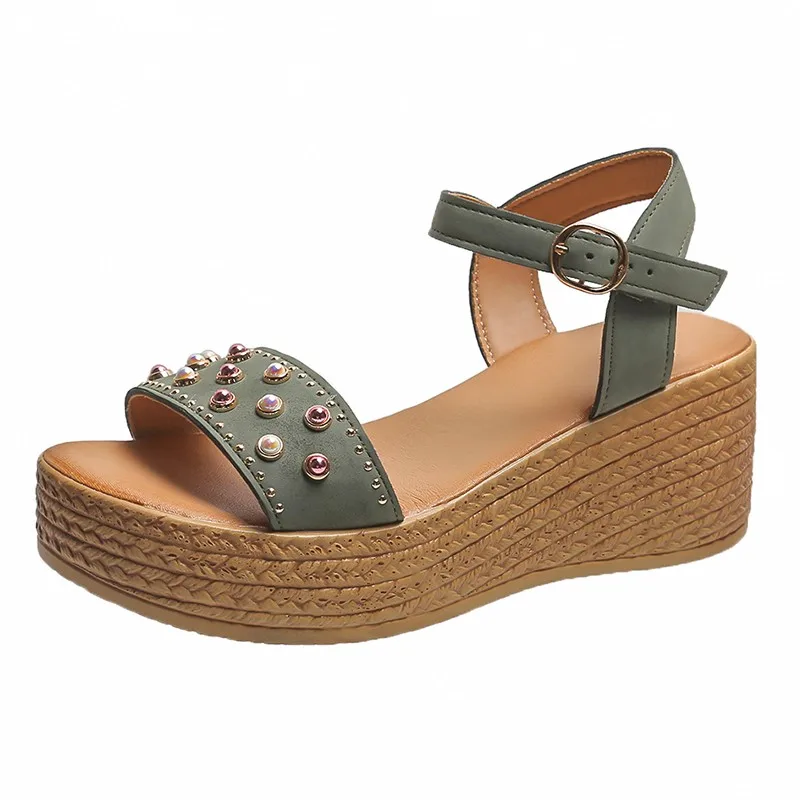 

Summer Buckle Women's Sandals Velvet Flock Fish Mouth Fashion high Heel Platform Open Toes Women Sandals Shoes