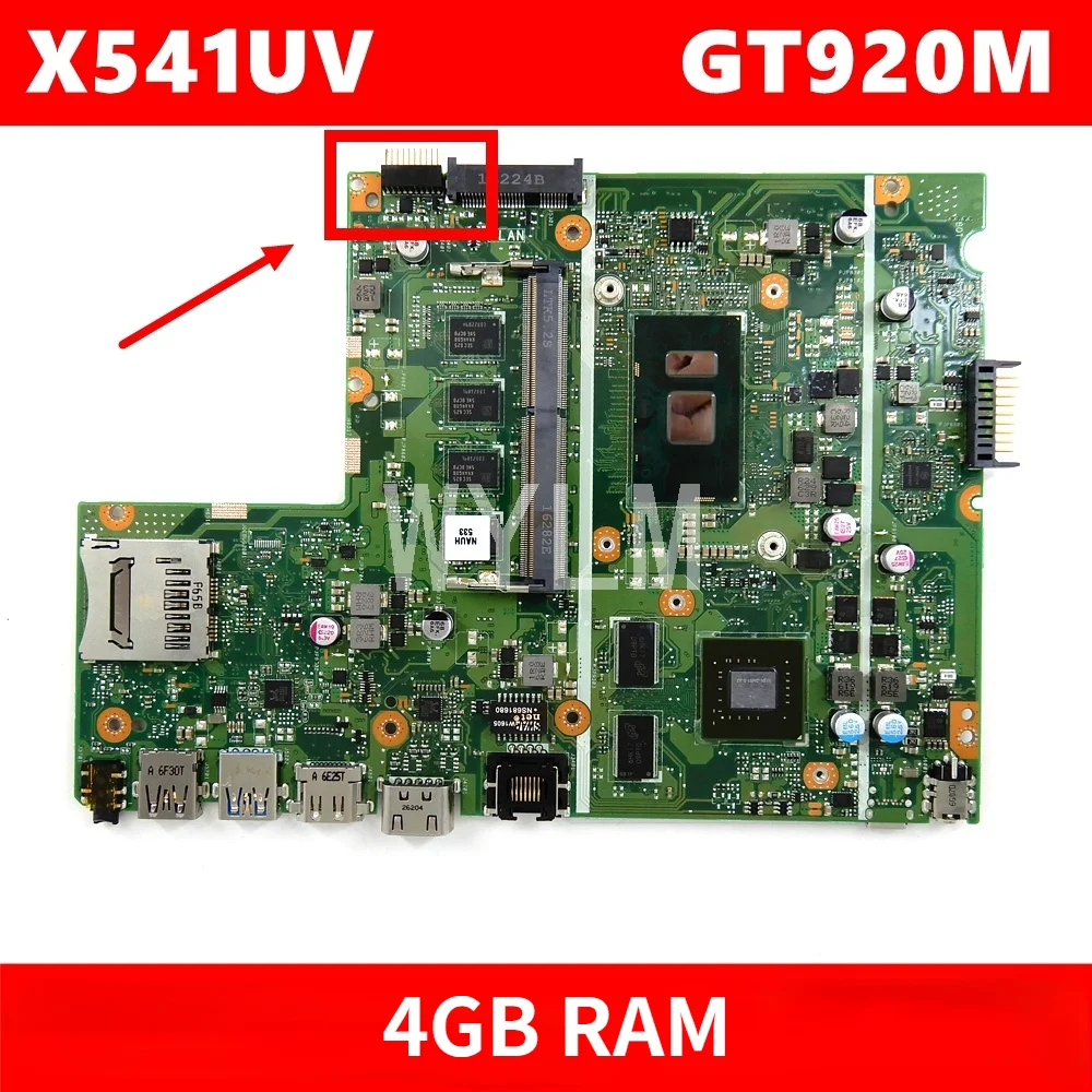 

X541UV 4GB RAM GT920M i5-6200/i5-6198CPU mainboard For ASUS X541UV X541U X541 F541U F541UV laptop motherboard 90NB0CG0-R02100
