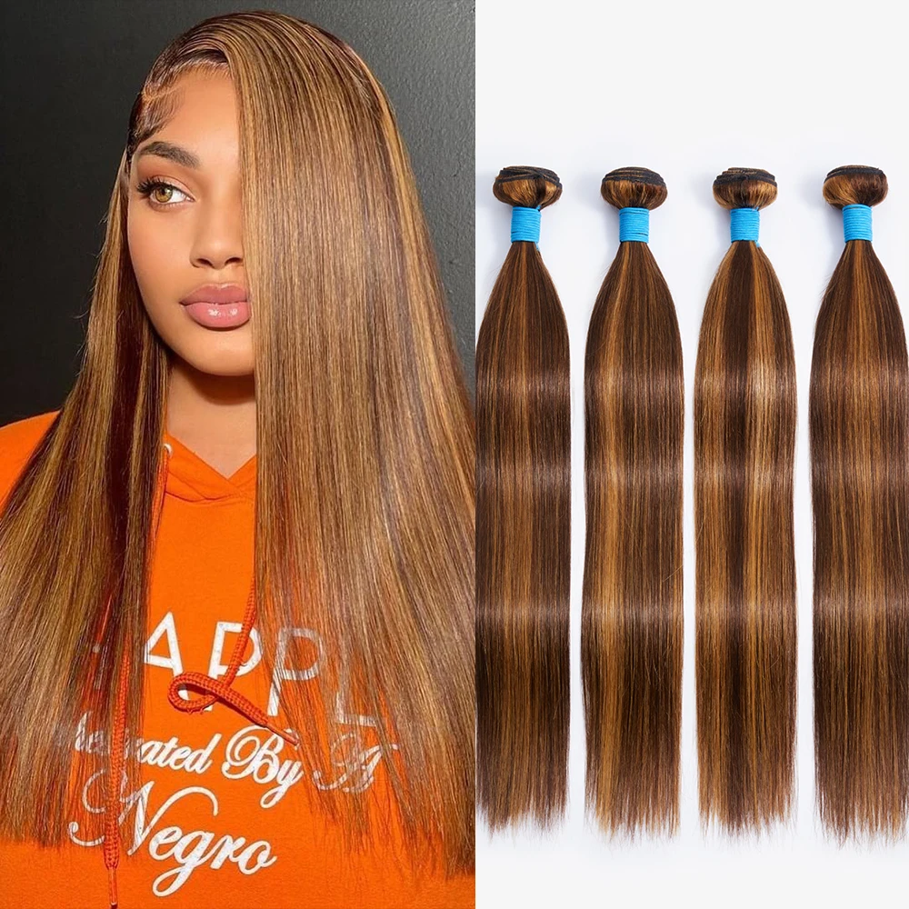 

Пупряди человеческих волос с эффектом хайлайтера, прямые волосы для женщин, бразильские волосы с эффектом омбре, медовые светлые, человечес...