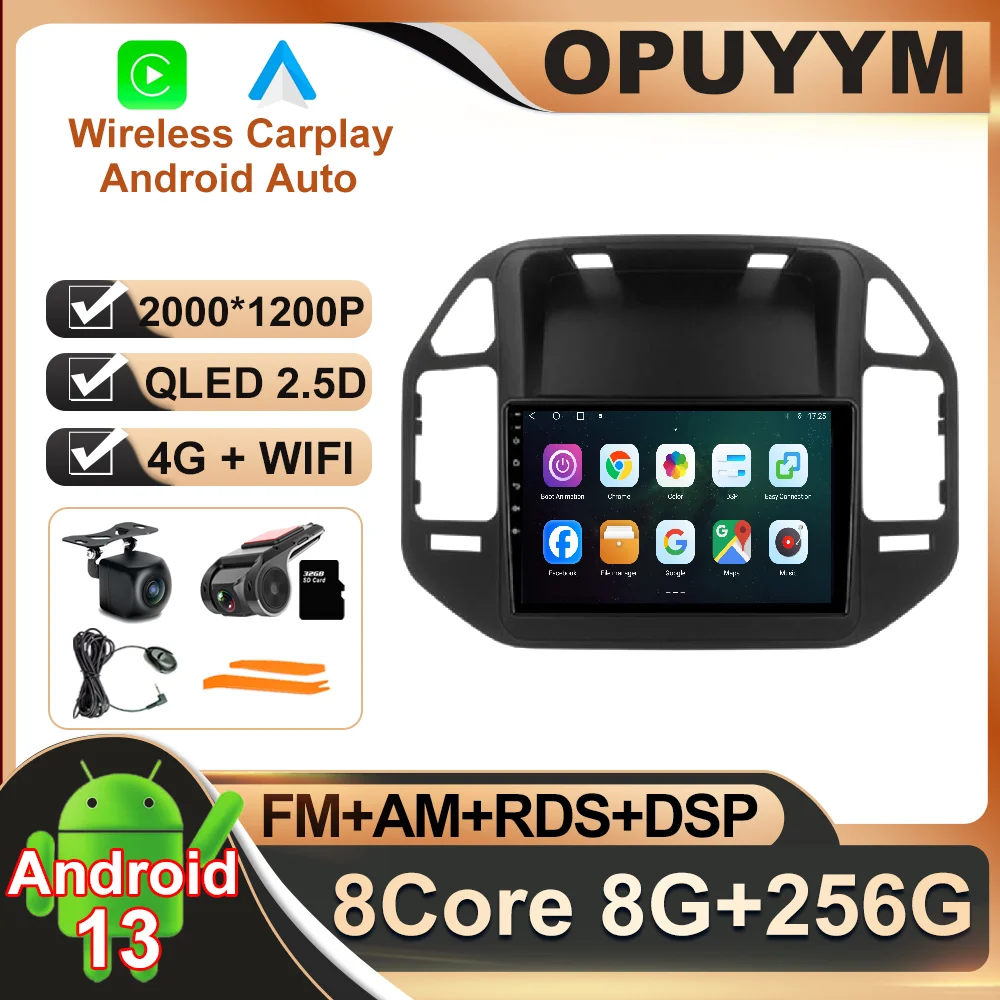 

9 Inch Android 13 For Mitsubishi Pajero V73 V77 V68 V75 1997 - 2011 Car Radio QLED Navigation GPS BT Video ADAS DSP Multimedia
