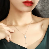 s925 sterling silver lucky square brand hanging bead set chain niche design high fashion and versatile good luck necklace