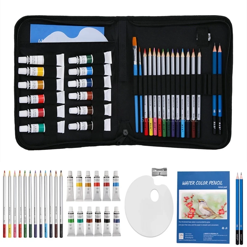 

Professional Sketch Color Lead Set Drawing Kit Watercolor Paint Oil Brush Student Painting Watercolor Book Art Supplies