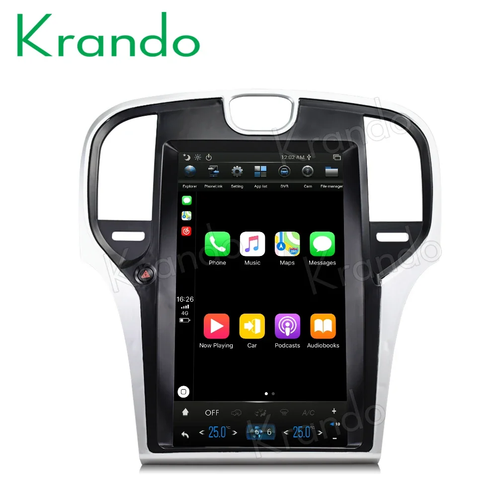 Фото Автомобильный радиоплеер с вертикальным экраном Krando Android 9.0 4G 64G 9,0 дюймов GPS для Chrysler 300C 13,3-2013 мультимедийный Carplay №4