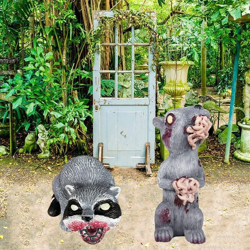 

Halloween Animal Garden Gnome Undead Halloween Scary Bloody Sculpture For Outdoor Patio Yard Lawn Statue Ornament