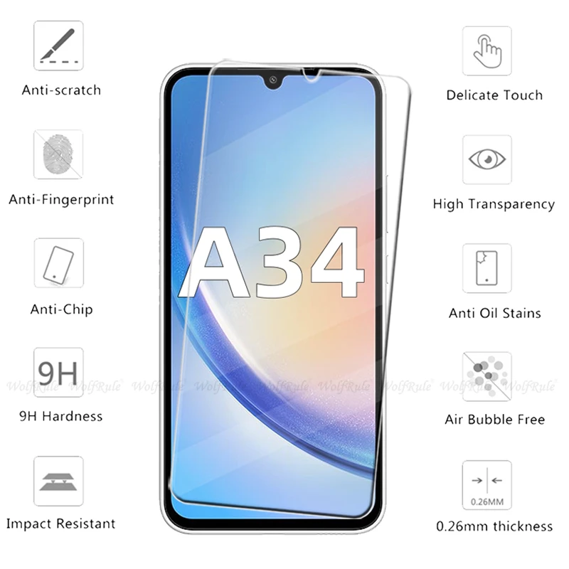 1-4 шт. для Samsung A34 Стекло Galaxy Закаленное стекло Защитное 9H HD Прозрачная защитная