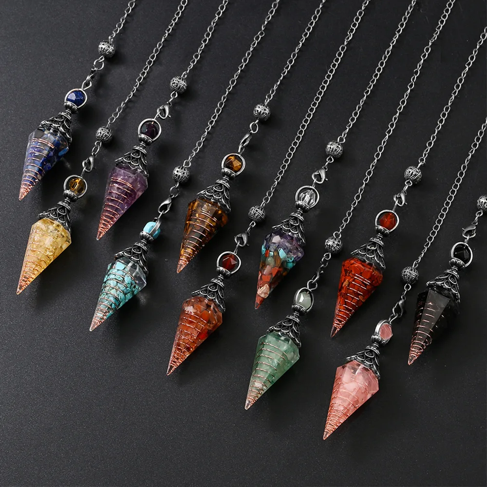 Ретро Кристалл Кулон Маятник Рейки Чакра Кварцевое Ожерелье Натуральный