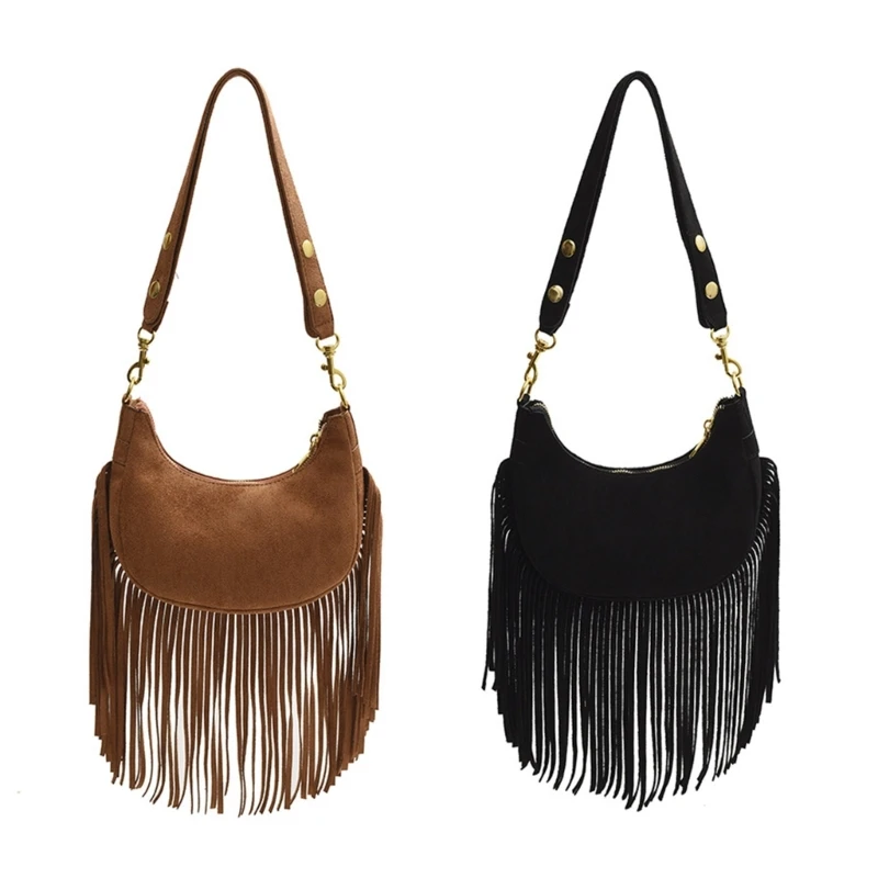 

Trendy Crossbody Bag with Tassels PU Shoulder Bag for Women Casual Satchel