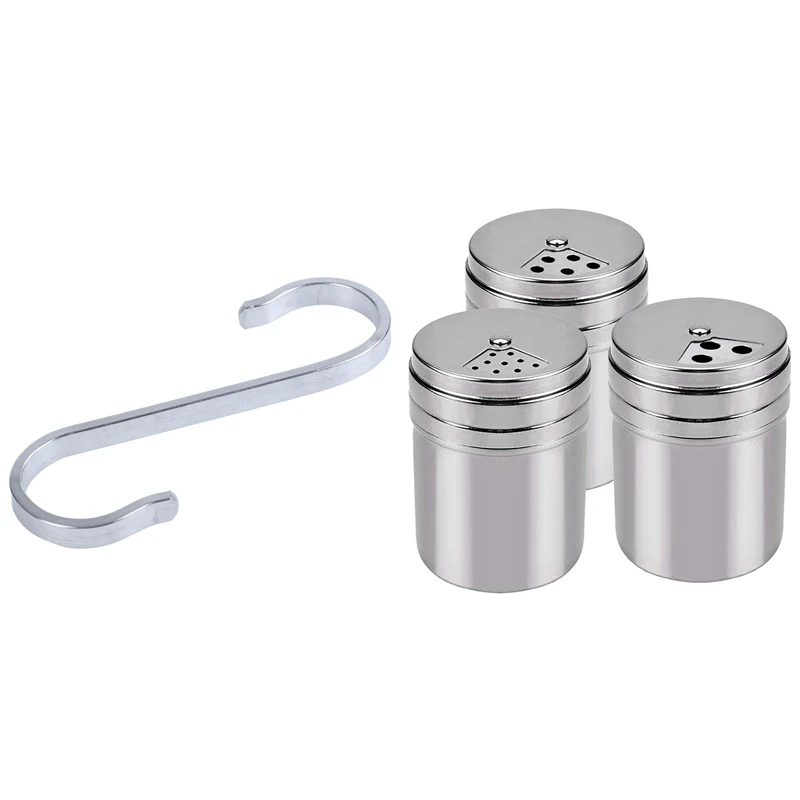 

1 Pcs Stainless Steel S Shape Hooks Powerful Kitchen Hanger 19X19mm & 3 Pcs Spice Bottle Airtight Seasoning Bottle
