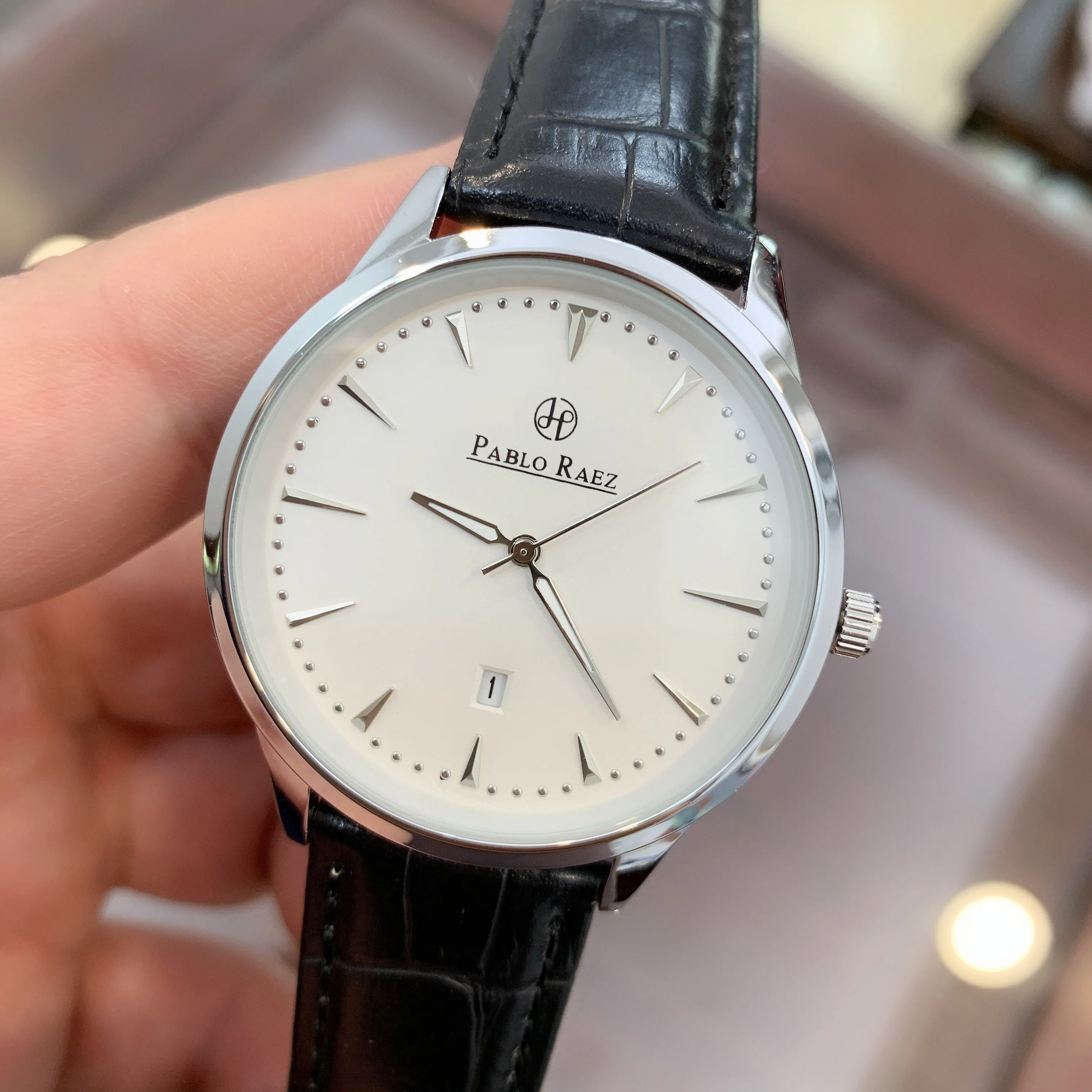 

PABLO RAEZ Ultra-Thin Men Fashion Quartz Date Watch Analog Clock Male Black Leather Wristwatch Waterproof Business Montre Homme