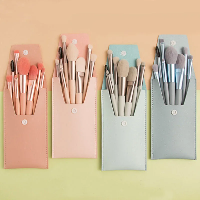 

8 pcs bag makeup set brush foundation brush loose powder brush eye shadow eyebrow brush portable beginner novice makeup brushes