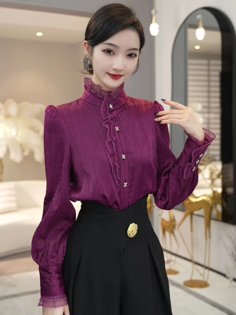 Плюс размер ранняя осень топ High Sense 2024 новые французские рубашки для молодежи