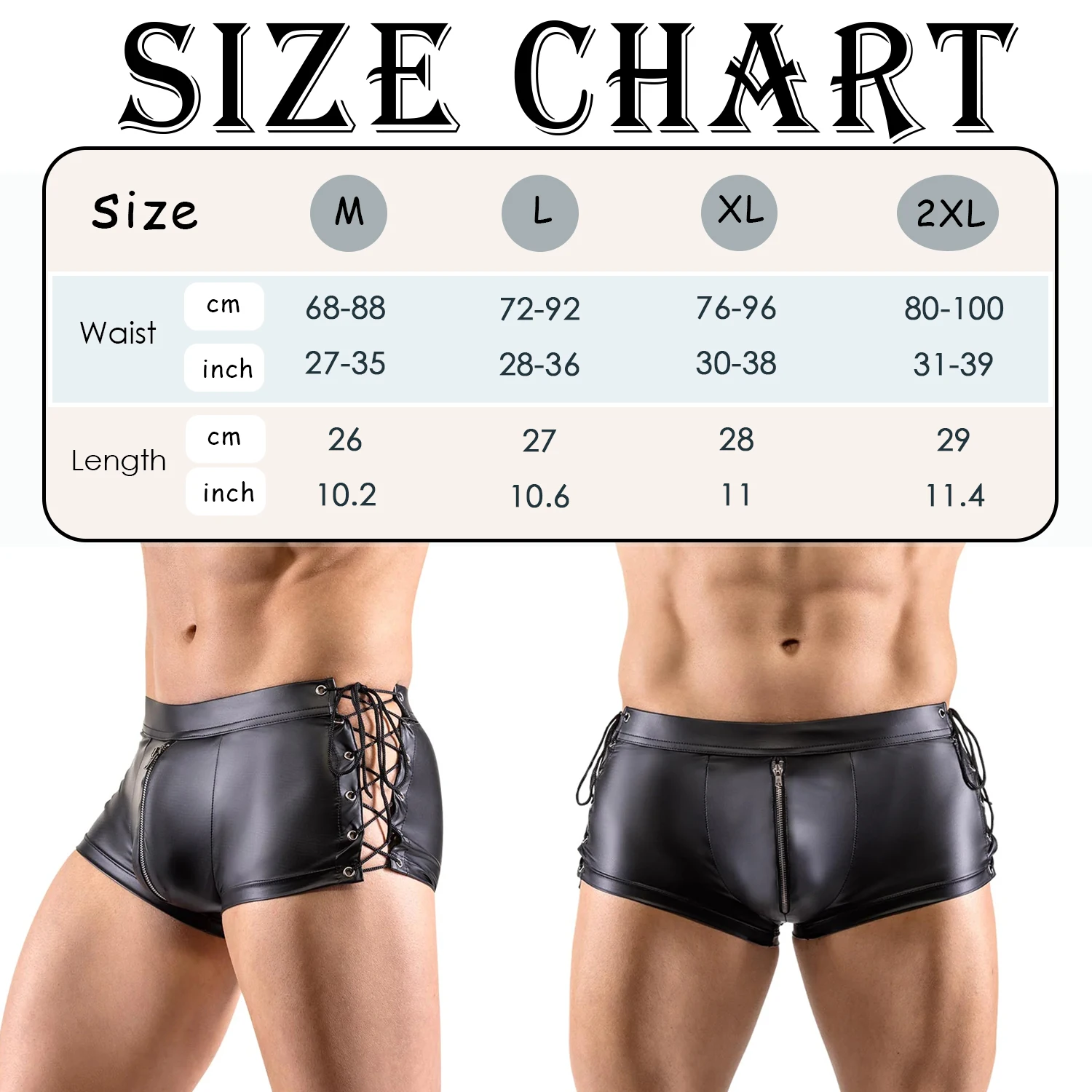 YUFEIDA Mens Sexy Lingerie Panties Faux Leather Zipper Bulge Pouch Boxer Shorts Gay Sexy Clubwear Boxer Shorts Bandage Underpant