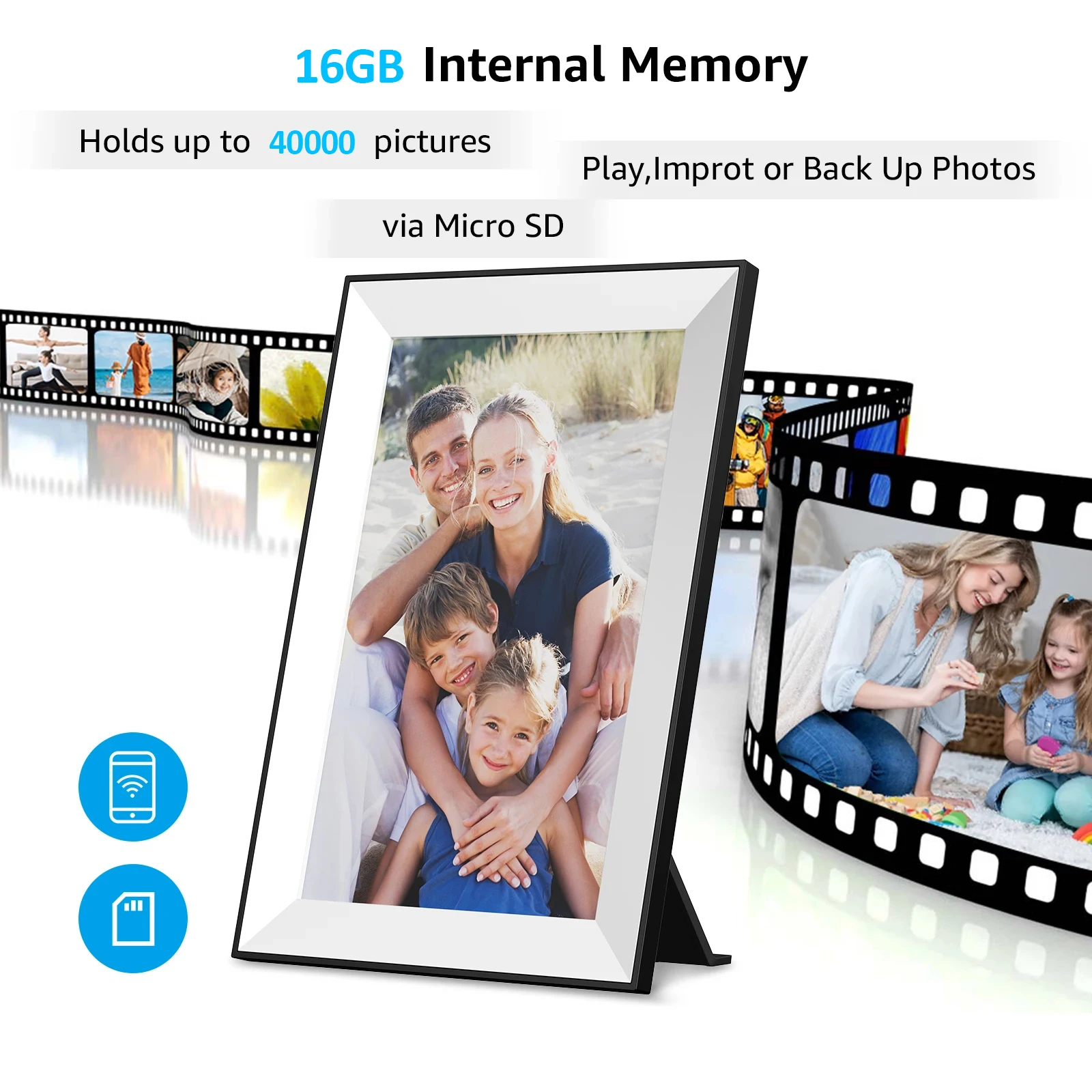 Цифровая фоторамка с Wi-Fi 10 1 дюйма HD IPS 1280*800 16 ГБ управление помощью приложения