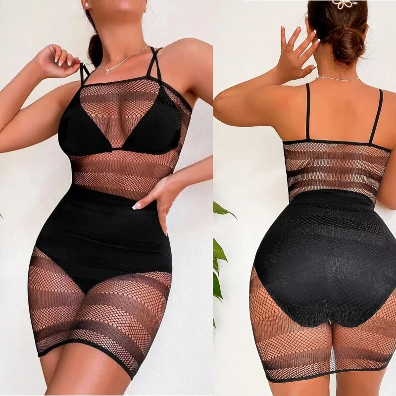 

Sexy Mesh Sheer Bikini Cover Up Bathing Suit Women Clubwear Dresses See Through Sexy Beachwear Dresses Vestido Nightwear DS046