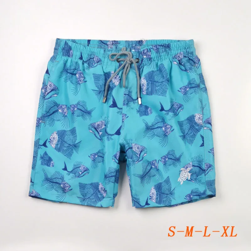 

Men's Turtle Icon Embroidered Board Shorts 2023 New Luxury Brand Fish Printed Swimwear Beach Surf Boardshorts