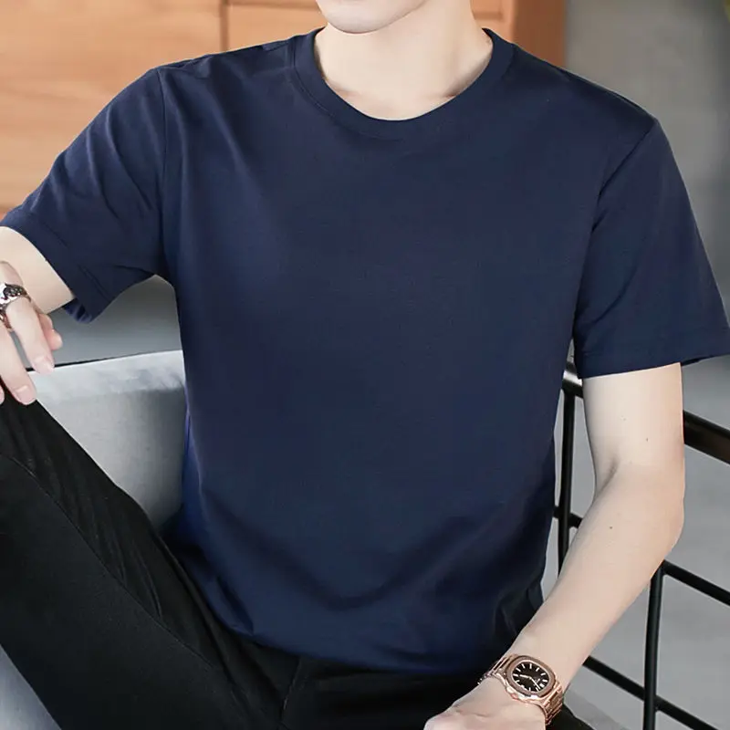 

Футболка мужская свободного покроя с коротким рукавом, Классическая тенниска с круглым вырезом, брендовая майка оверсайз, цвет черный/белы...