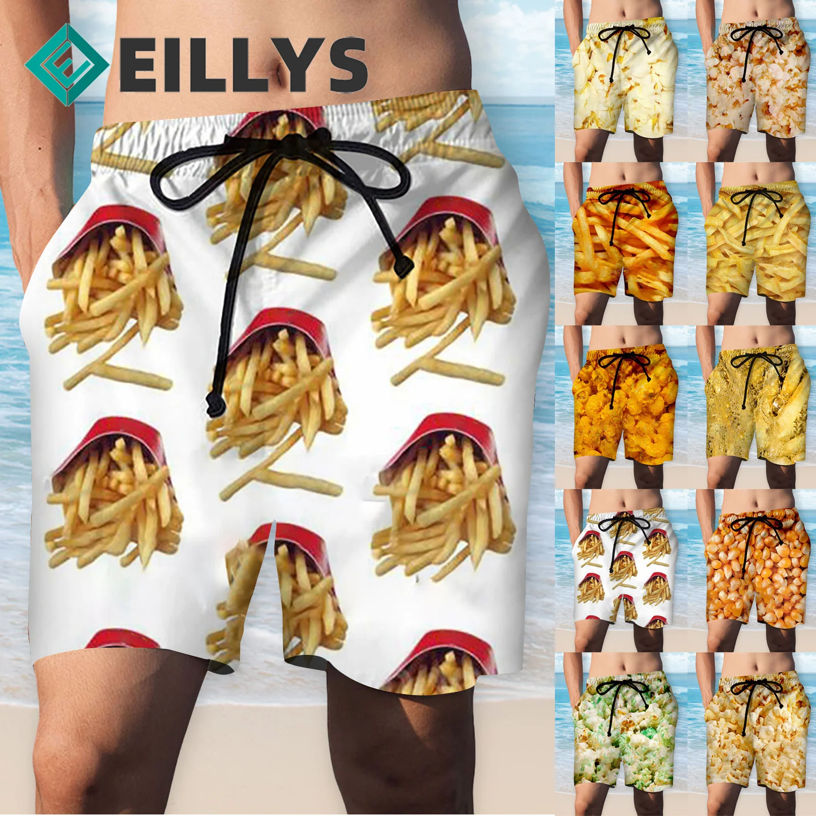 

Мужские шорты с принтом для вечевечерние в сосиску, уличная одежда унисекс с эластичным поясом, летние пляжные повседневные пляжные шорты в стиле Харадзюку, # G30