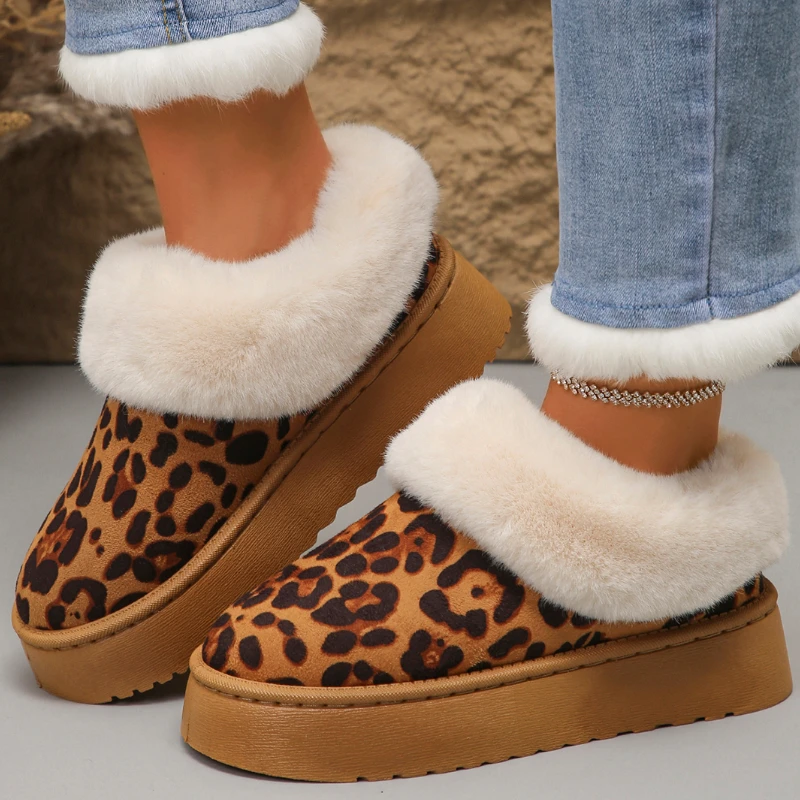 Новые женские повседневные зимние ботинки на платформе новые леопардовые