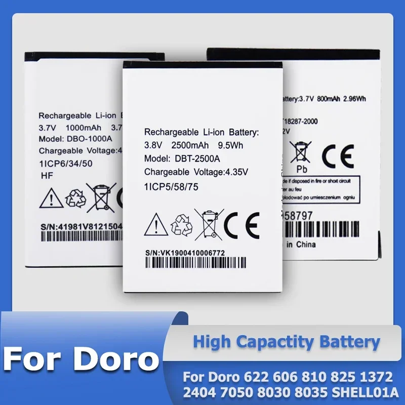 Фото DBH-1500A DBT-2500A DBF-800E DBO-1000A Аккумулятор BDA-2000A DBH-1500A для Doro 622 606 810 825 1372 2404 7050 8030 8035 SHELL01A №1