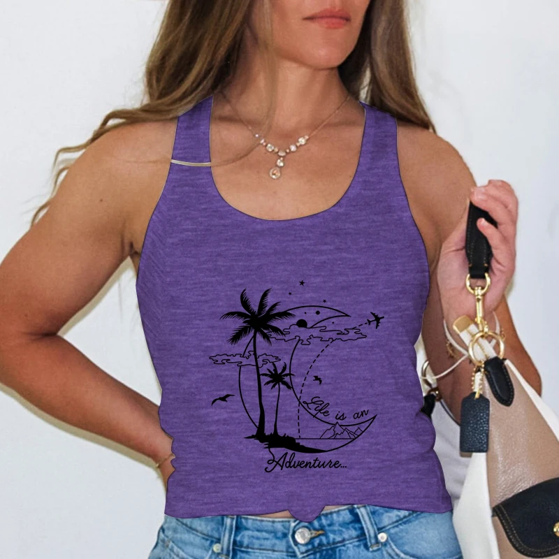 Майка женская пляжная с принтом Луна и графическим