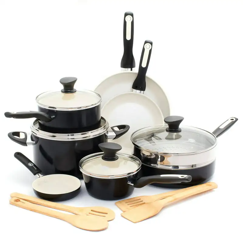 

Ceramic Nonstick 16-Piece Set, Black