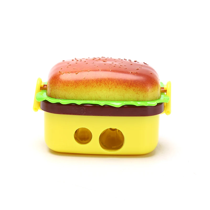 

1X Kawaii Hamburger Shaped Pencil Sharpener with Two Erasers Stationery Supplies