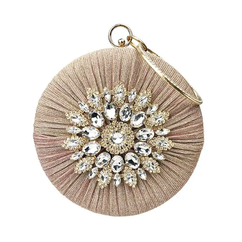 

Новинка 2022, женский клатч с цветами и бриллиантами, круглые столовые приборы с цепочкой, 4 цвета, Прямая поставка