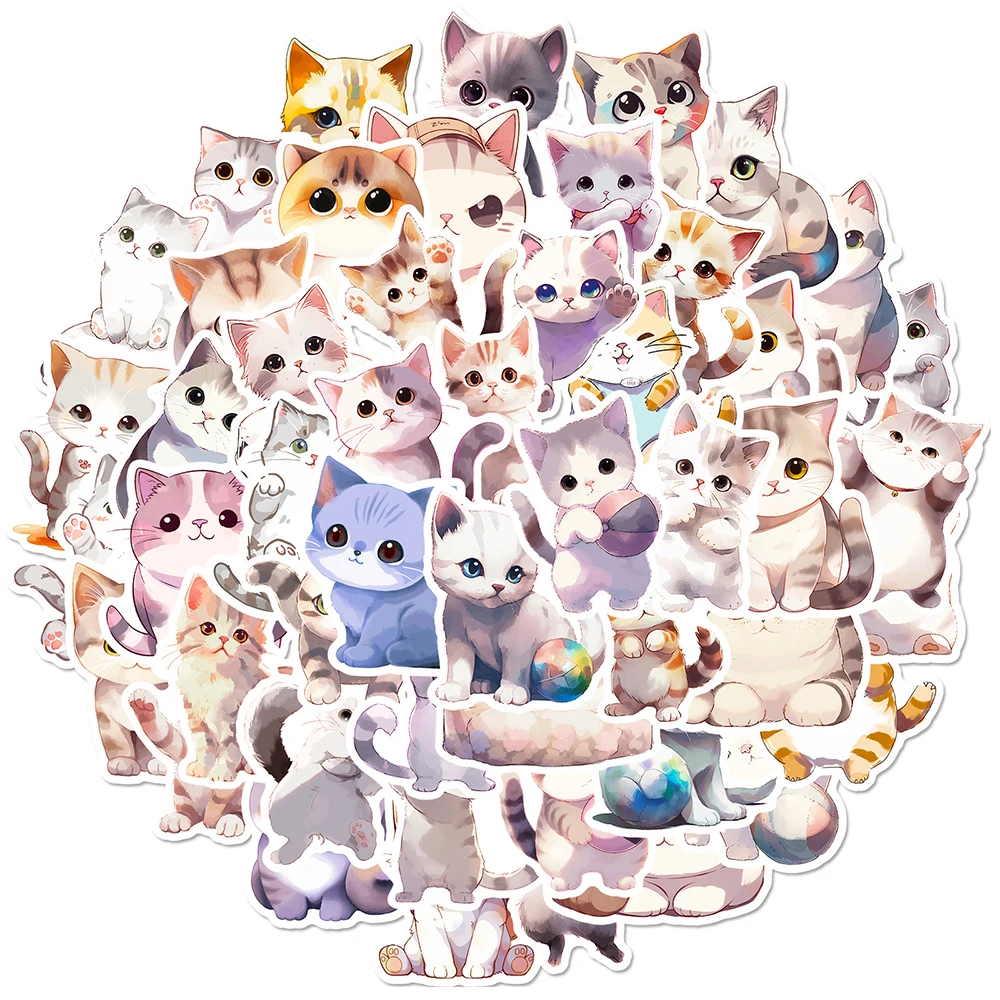 

10/30/50PCS Cute Animal Cat Graffiti Anime Stickers Luggage Skateboard DIY Cool Graffiti Girl Gradient Sticker Decal Kid Toy