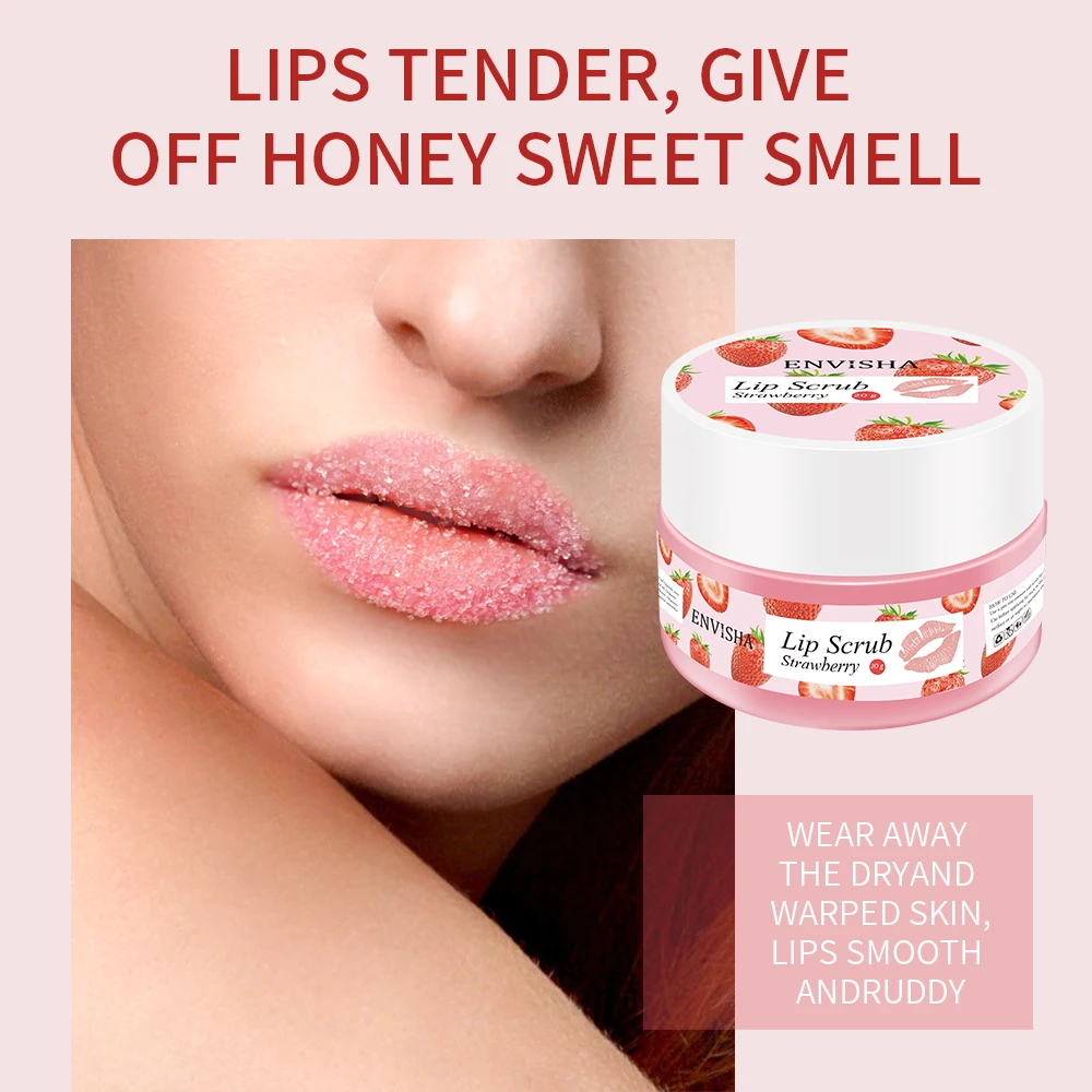 

ENVISHA Strawberry Lip Care Scrub Balm Sugar Cream Exfoliating Moisturizing Nourish Repair Cleft Fine Lines Smooth Skin Care