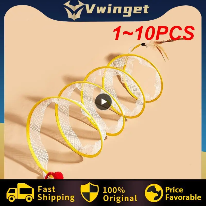 

1~10PCS Folded Cat Tunnel S Type Cats Tunnel Spring Toy Mouse Tunnel With Balls And Crinkle Cat Outdoor Cat Toys For Kitten