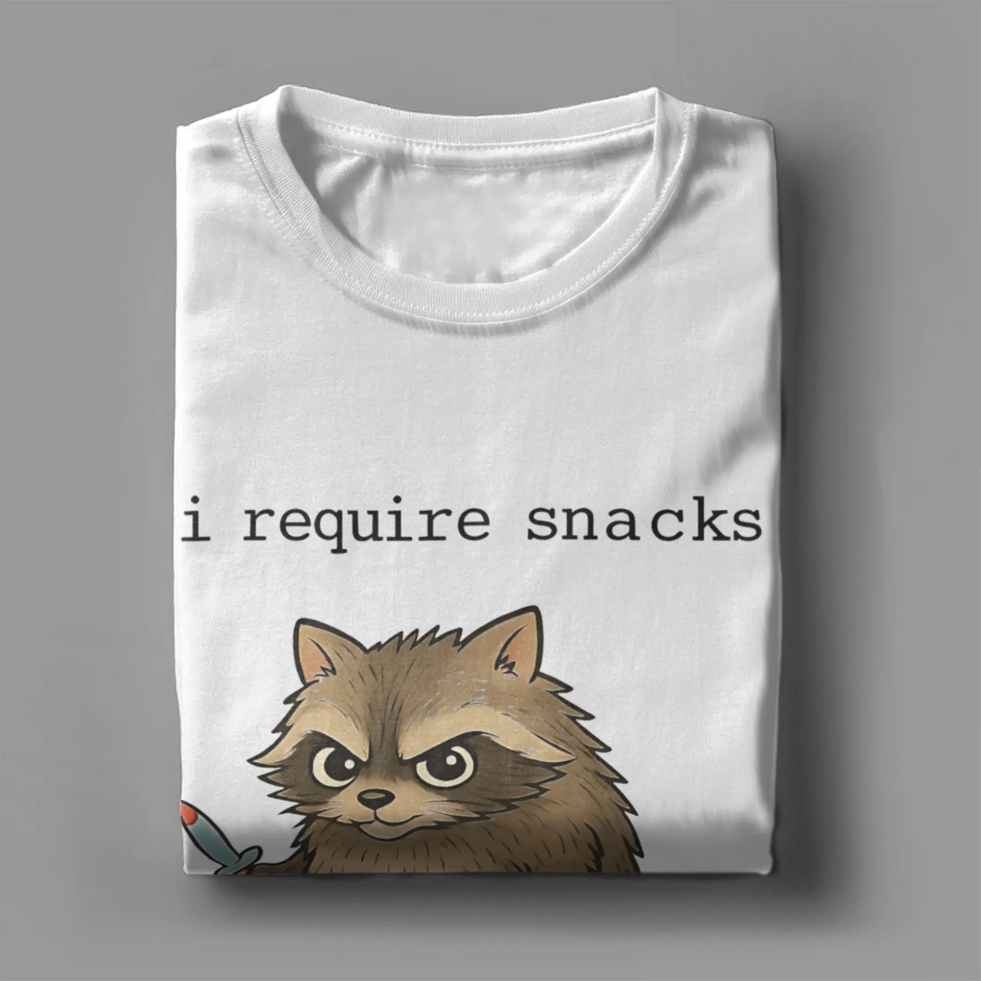 Фото Мужские футболки I Require Snacks Raccoon, винтажные хлопковые футболки с короткими рукавами, одежда с круглым вырезом, 4XL 5XL №4