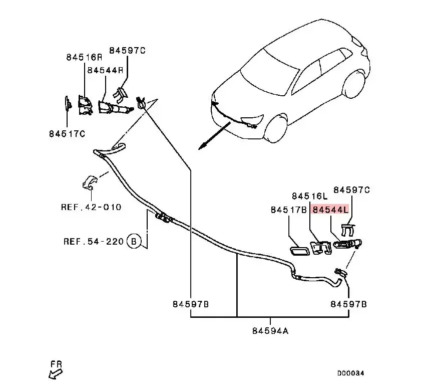 Распылительная Форсунка для фар ASX RVR 4 шт. 2015-2019 омывателя asx GA или 5 в комплекте