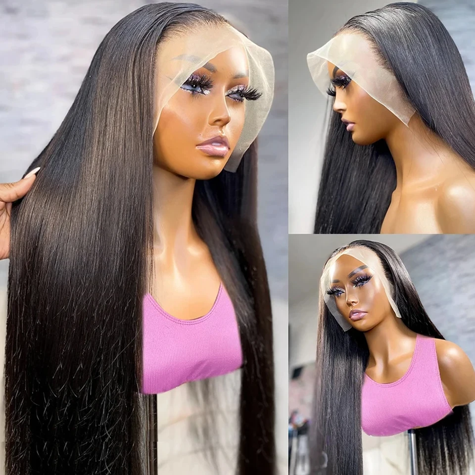 200 плотность длинные кости прямой 13x 6 кружевной передний парик 30 32 34 дюйма