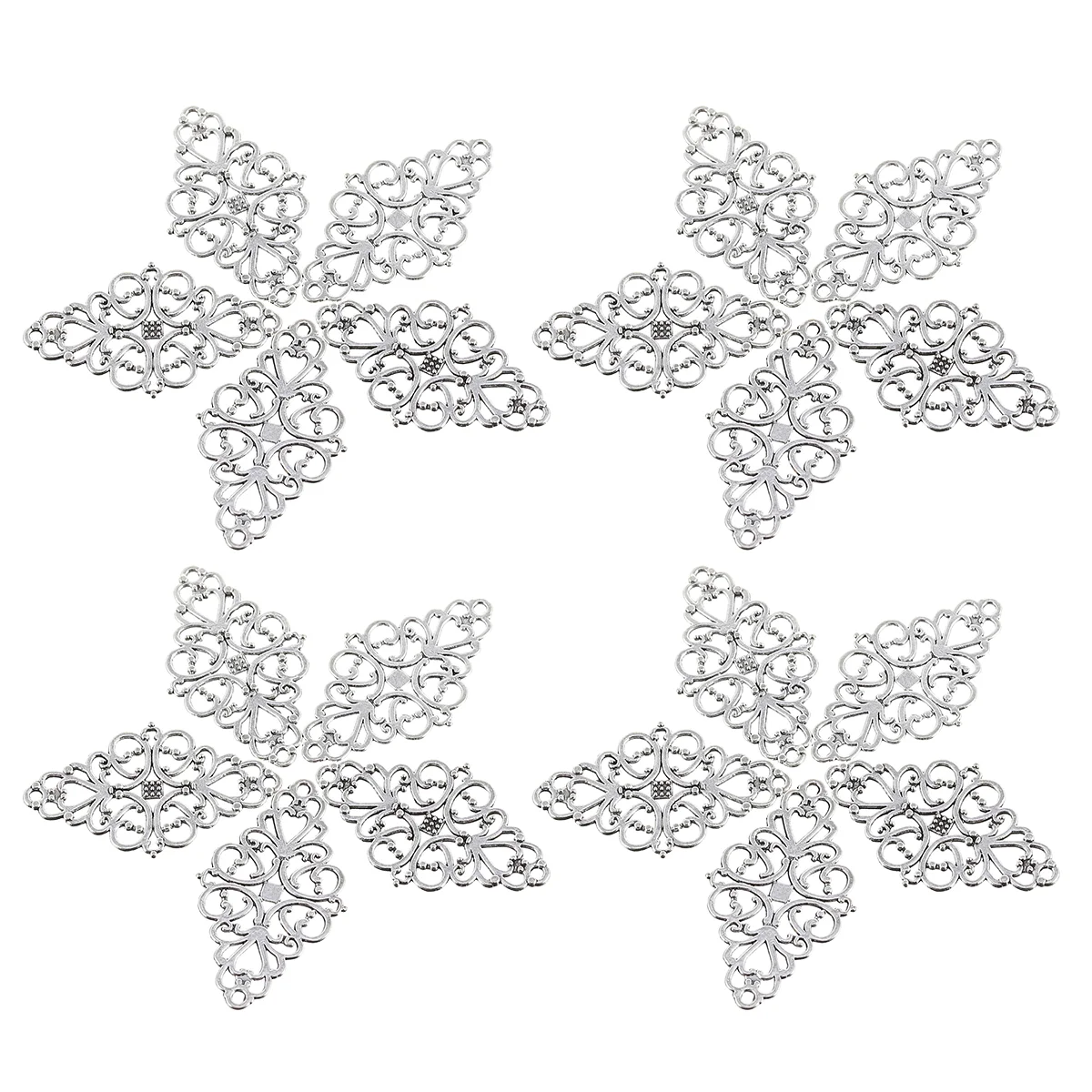 

40 Pcs Hollow Flower Plate Pendant Bracelet Charms Alloy Parts Necklace Plating Accessories Baby Diamond Accessory Jewelry