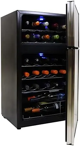 

Bottle Dual Zone Wine Cooler, Black, 3 cu ft (86L) Compressor Wine Fridge, Freestanding Wine Cellar, Red, White, Sparkling Wine