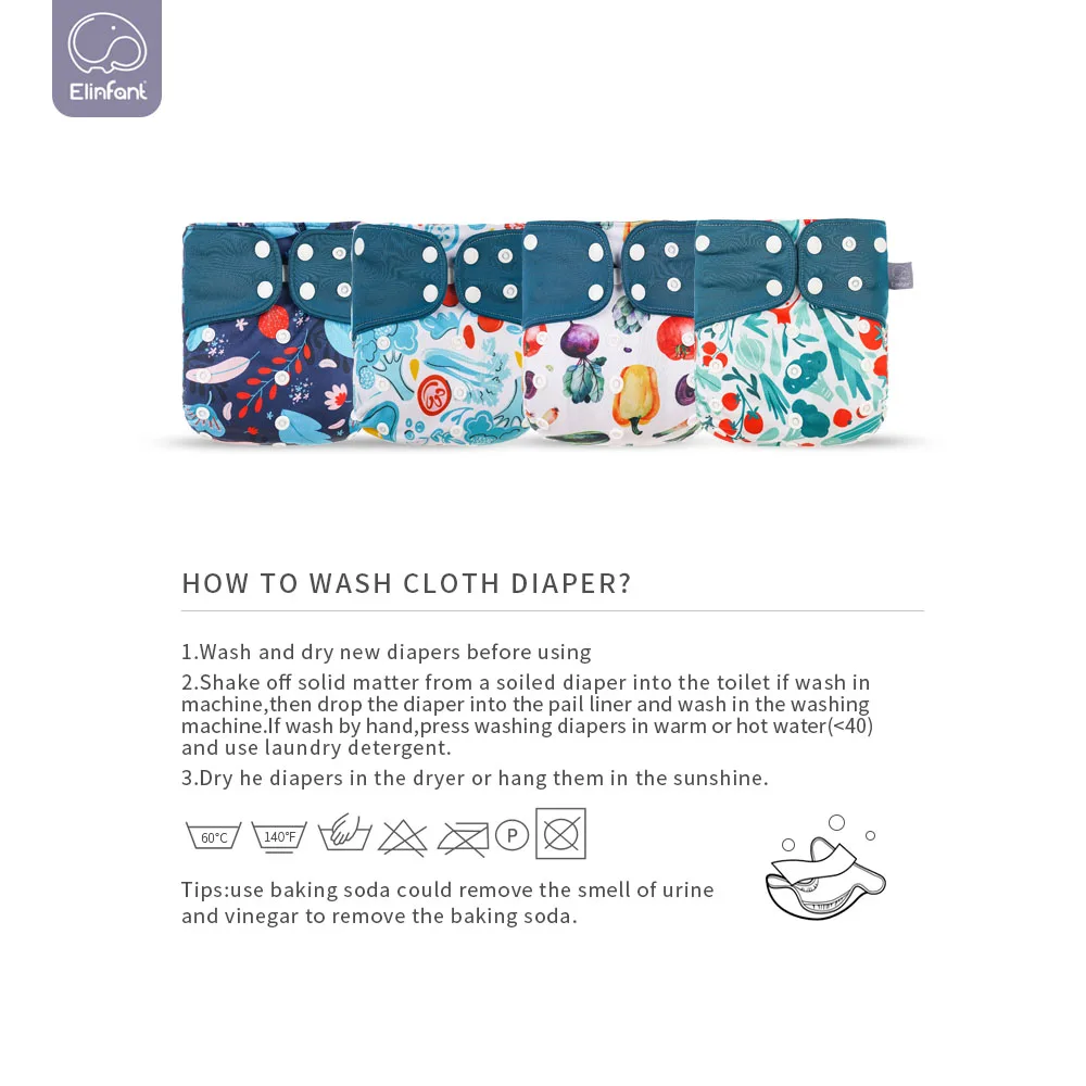 Elinfant Diaper Set New Cloth Diaper Set With Insert Waterproof Pocket Diaper Wet Bag Nappy Liner Baby Stuff images - 6