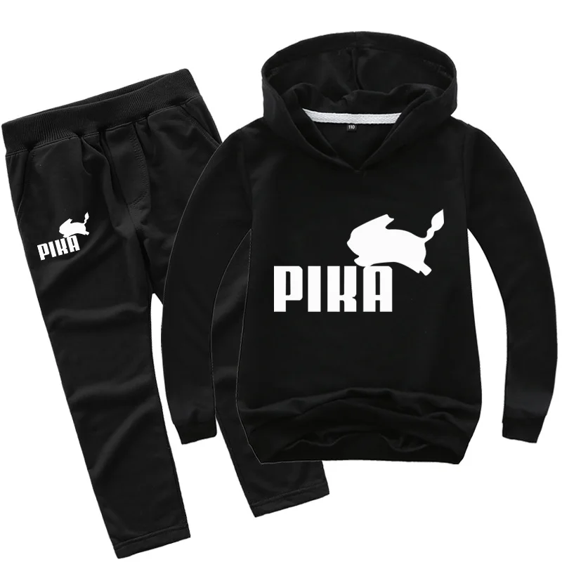 New Fashion Lovely Squirrel Hoodie Kids Anime Logo Print Boys Hoodies Jogging Pants 2pcs Set Girls Sweatshirts Children Clothing