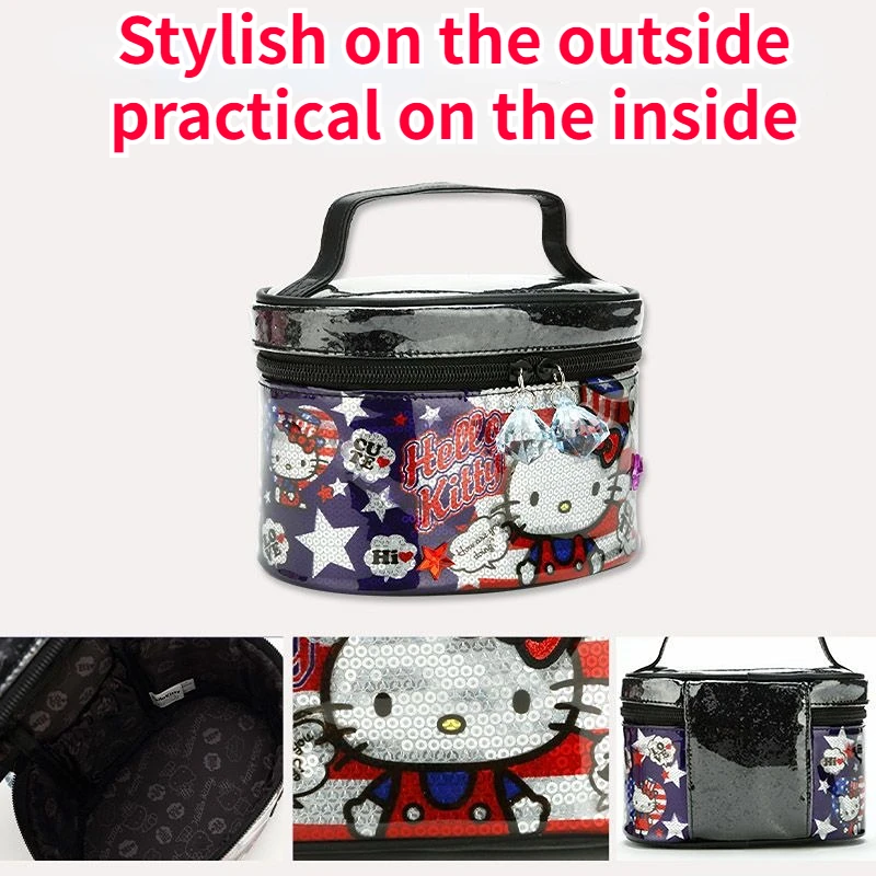 Hellokitty Children's Cosmetic Bag Large Capacity Girl's Hand Carrying Storage Box Cartoon Stain-Resistant Waterproof Purse