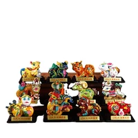 retro style hand painted zodiac mascot clay figurines clay sculpture ornaments with chinese characteristics commemorative gifts
