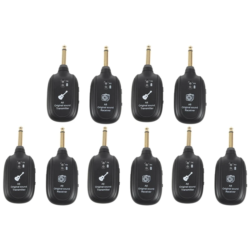 

5X UHF Guitar Wireless System Transmitter Receiver Built-In Rechargeable