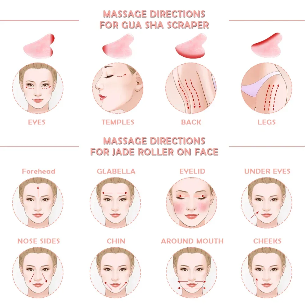 Натуральный нефритовый ролик Gua Sha из розового кварца массажер для тела и лица