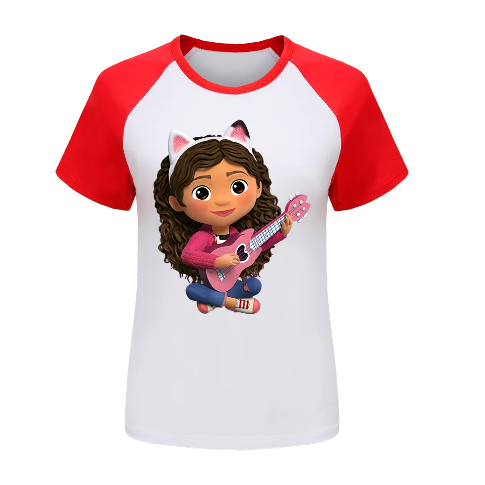 

2022 летний костюм Габби для кукольного домика, Детская футболка с коротким рукавом, Милая футболка для маленьких девочек, мультяшная Одежда ...