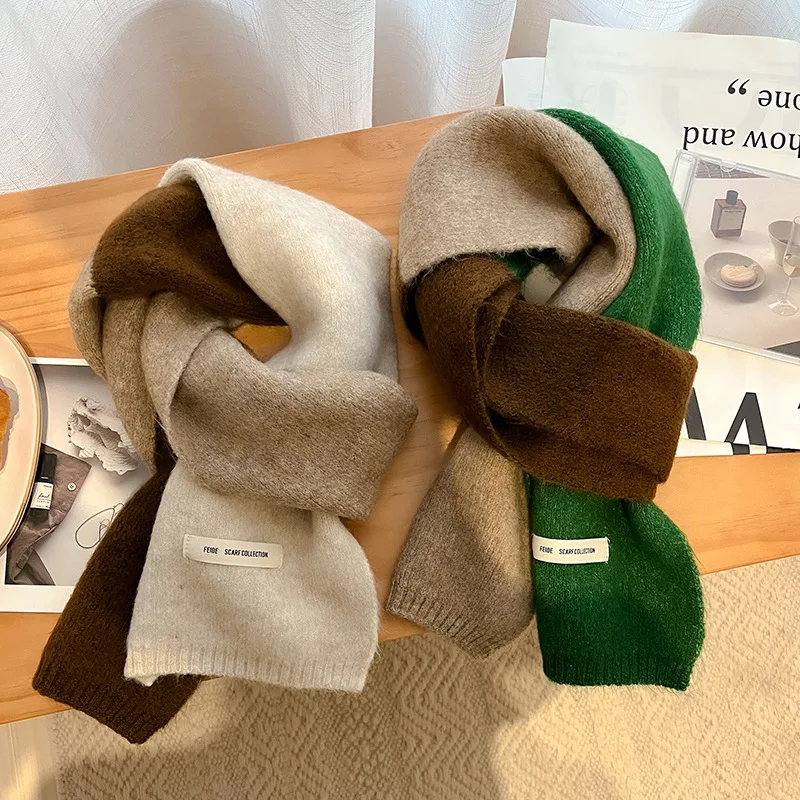 

Korean Style Warm Winter Knitted Scarf for Women Fashion Thick Woolen Yarn Neckerchief Muffler Lady Shawl Neck Wraps Bufandas