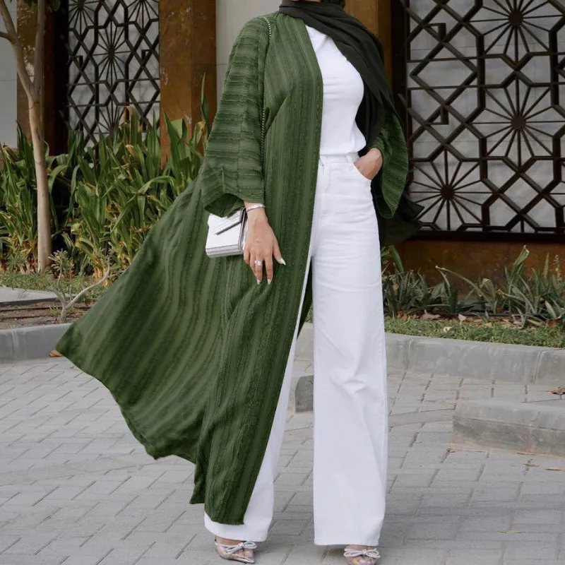 

Ramadan Eid Djellaba Abaya Dubai Long Sleeve Muslim Dress Kimono Opened Abaya Dubai Muslim Cardigan Islam Abayas With Belt