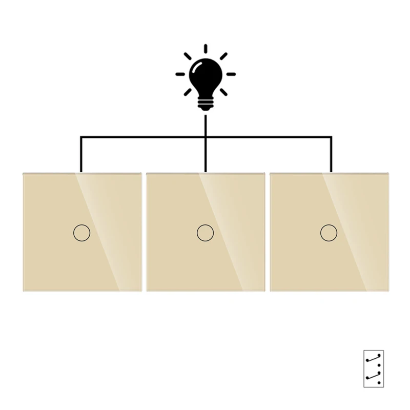 

Переключатель для лестницы Bingoelec, 1 клавиша, 3 канала, ЕС, Россия, многофункциональный сенсорный переключатель света с кристальной стеклянной панелью для домашнего ремонта