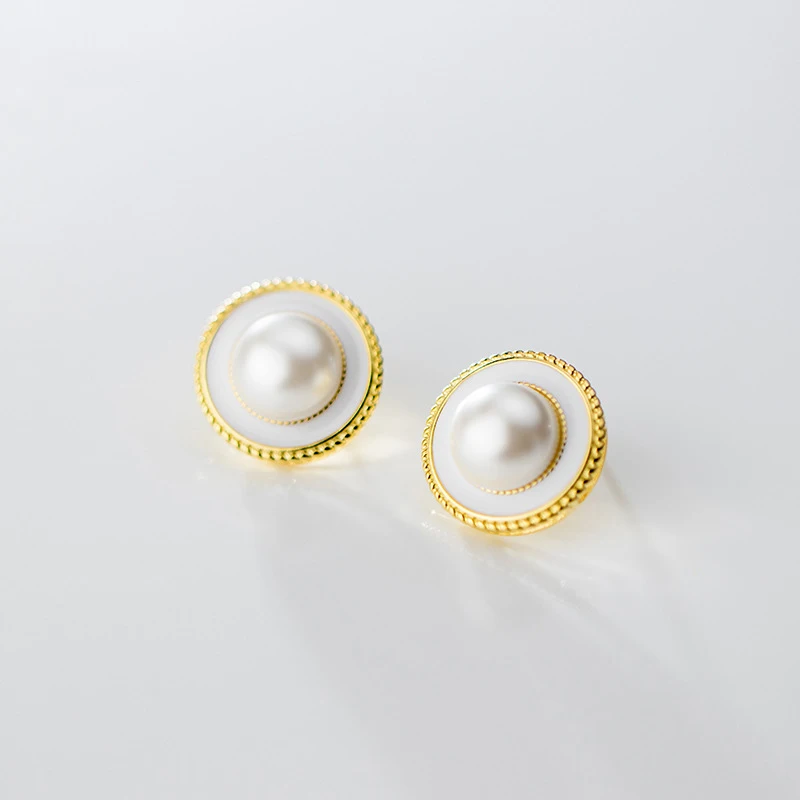 Женские серьги-гвоздики из серебра 925 пробы с жемчугом